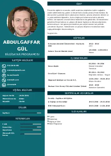 Bilgisayar Programcısı CV Örnekleri cv indir